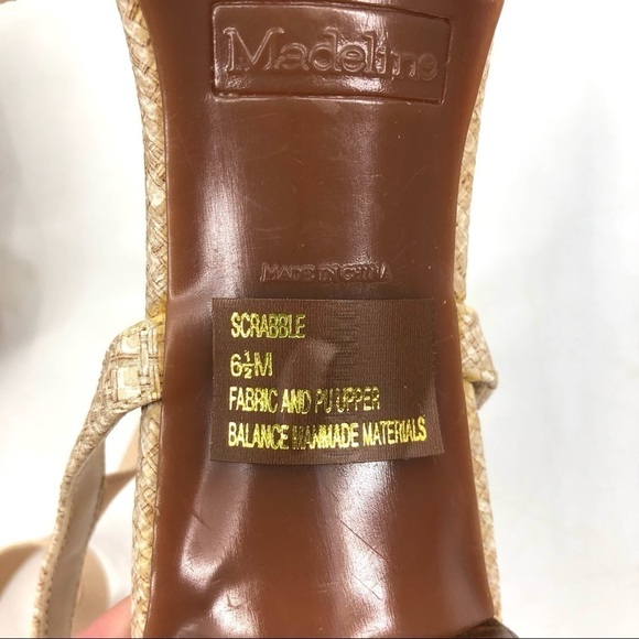 Madeline Women's Scrabble Sandal Block Heels Strappy Open Toe Cream Size 6.5M - Picture 10 of 12